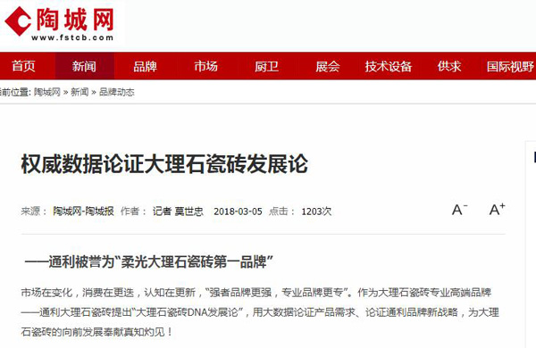主流媒体争相报道，通利大理石瓷砖开启5G柔光时代！(图9)