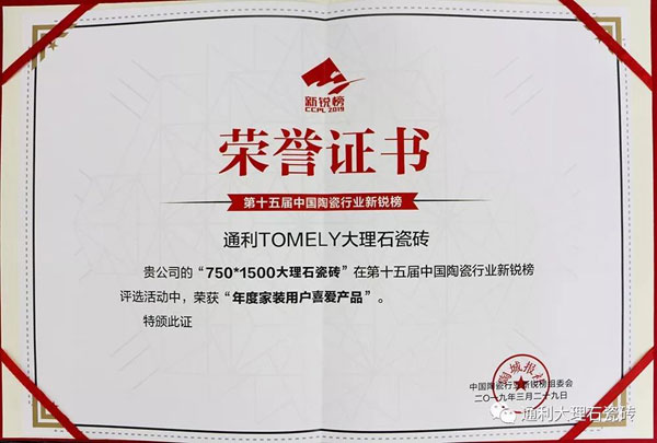 【捷报】通利TOMELY大理石瓷砖斩获中国陶瓷行业“奥斯卡”多项大奖(图6)